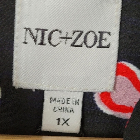 NIC+ZOE Party Pears Printed Button Up Shirt Plus Size Black Multi 3/4 Sleeve - Picture 11 of 13